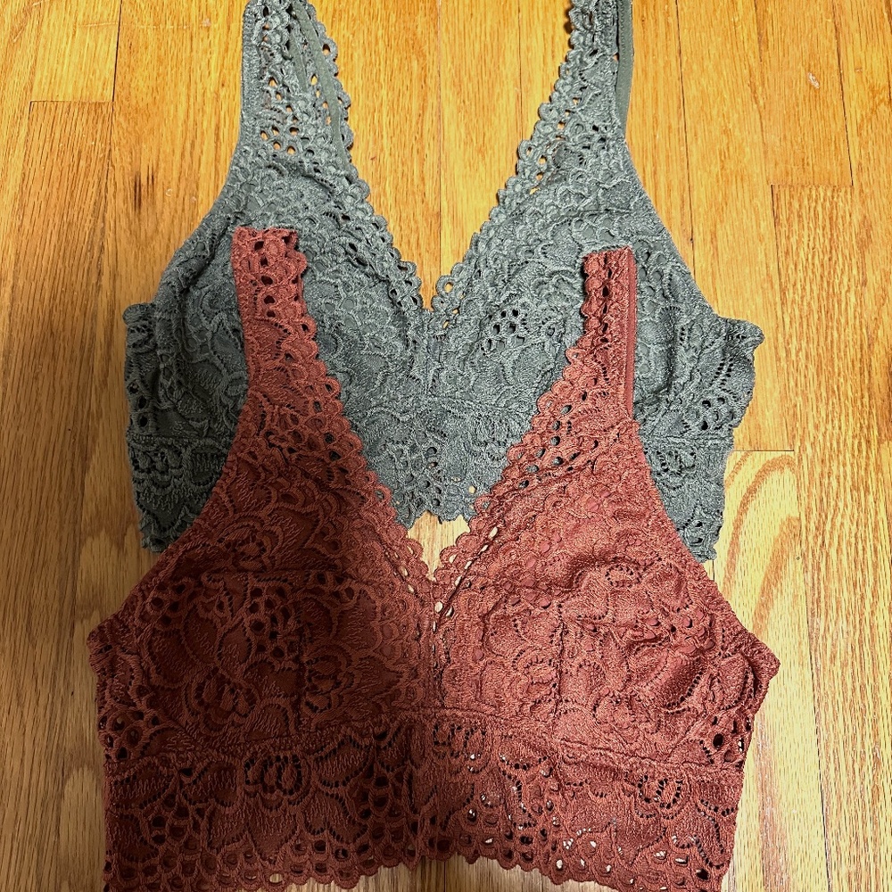 2 Aerie Boho Lace Bralettes